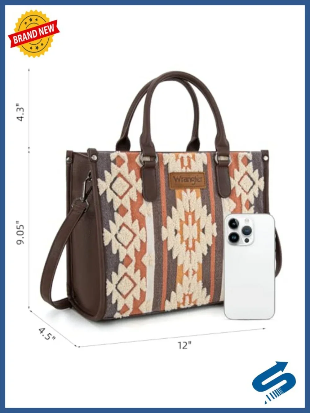 Chenille Tote Bag Crossbody Western Aztec Top Handle Purse